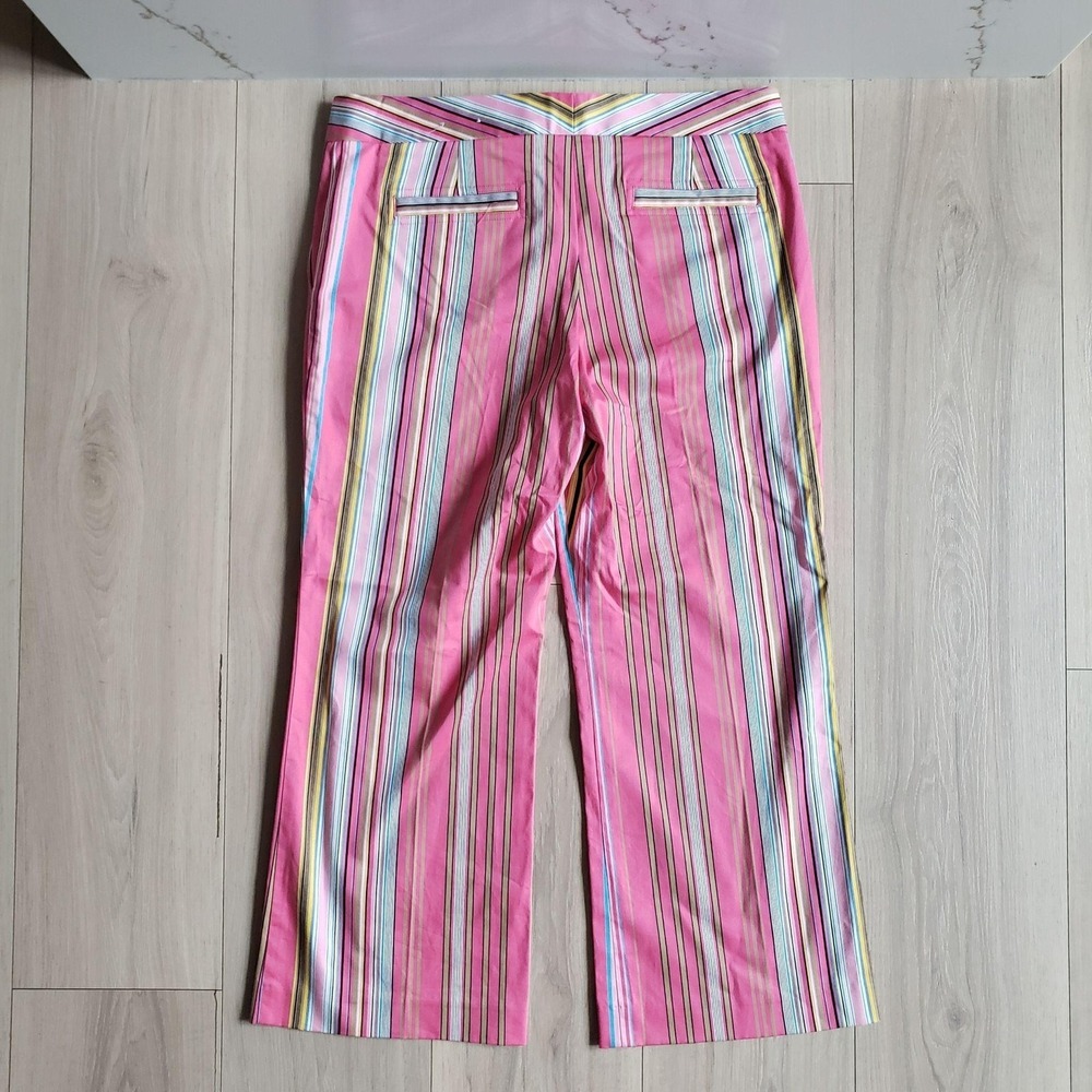 Express Editor Pants Womens 8 Pink Striped Wide Leg Stretch Twill Trouser